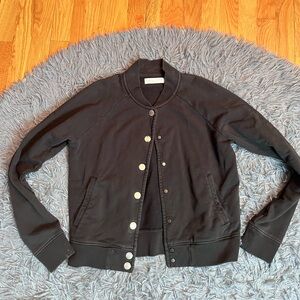 Grana Black Pima Cotton Bomber Jacket Size S Made in Peru